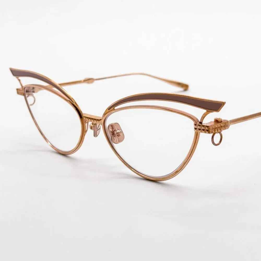 NEW VALENTINO GLASSLINER VLX-118F EYEGLASSES CAT EYE GOLD EYEWEAR WITH CHAIN